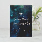 PixDezines Midnight Sky Bar Mitzvah ✡ Kaart (Staand voorkant)