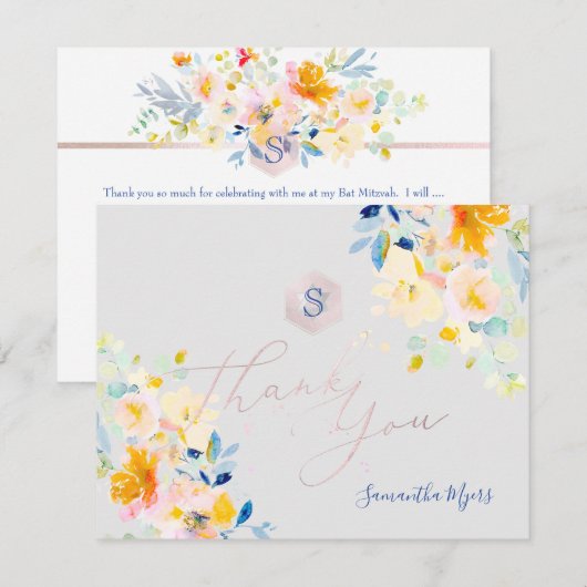 PixDezines Midzomer Rozen Mitzvah Dank u✡ RSVP Kaartje (Voorkant / Achterkant)