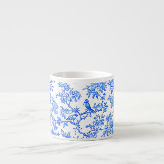 PixDezines Ming-blauwe Chinoiserie, vogels en pioe Espresso Kop
