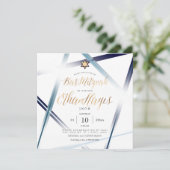 PixDezines Minimalist Bar Mitswa, Faux Gold Kaart (Staand voorkant)