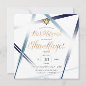 PixDezines Minimalist Bar Mitswa, Faux Gold Kaart (Voorkant)