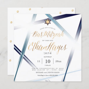 PixDezines Minimalist Bar Mitzvah, Faux Gold Kaart