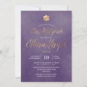 PixDezines Minimalist Dusty Paarse Mitzvah, script Kaart (Voorkant)