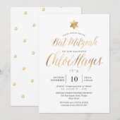 PixDezines Minimalist Gold Bat Mitswa, script Kaart (Voorkant / Achterkant)