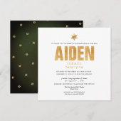 PixDezines minimalist Ombre Blue Mitzvah, script Kaart (Voorkant / Achterkant)