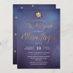PixDezines minimalist Ombre Blue Mitzvah, script Kaart