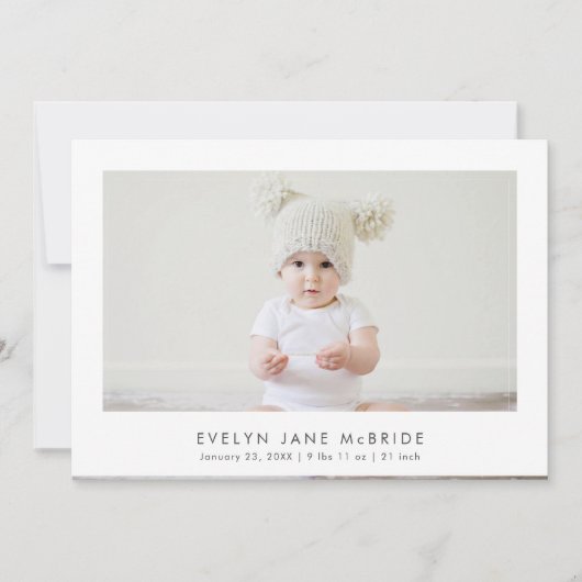 PixDezines Minimalistisch Eenvoudige 5 x 7 geboort Aankondiging (Voorkant)