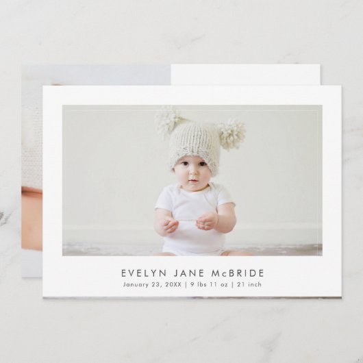 PixDezines Minimalistisch Eenvoudige 5 x 7 geboort Aankondiging (Voorkant / Achterkant)