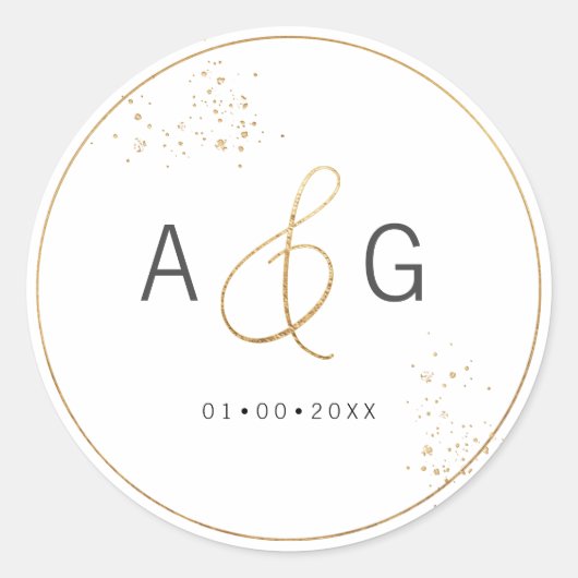 PixDezines minimalistisch Faux Gold Ampersand Ronde Sticker (Voorkant)