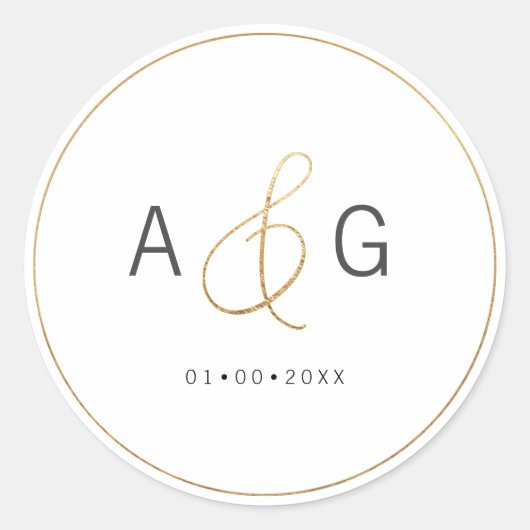 PixDezines minimalistisch Faux Gold Ampersand Ronde Sticker (Voorkant)