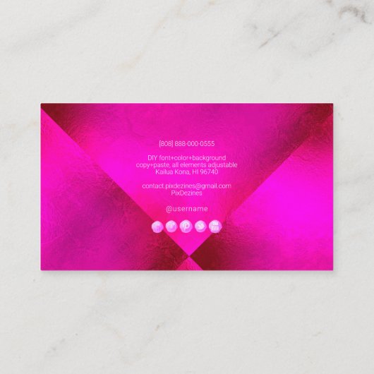 PixDezines minimalistisch hot+Flashy roze Visitekaartje (Achterkant)