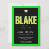 PixDezines minimalistisch Neon Green+Black Mitzvah Kaart (Voorkant)