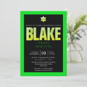 PixDezines minimalistisch Neon Green+Black Mitzvah Kaart (Staand voorkant)