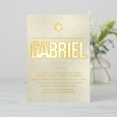 PixDezines minimalistische DIY Bar Mitzvah Folie Uitnodiging (Staand Voorkant)