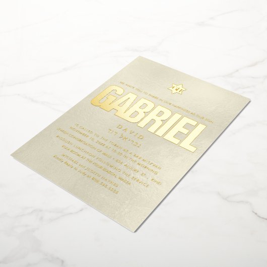 PixDezines minimalistische DIY Bar Mitzvah Folie Uitnodiging (Gedraaid)