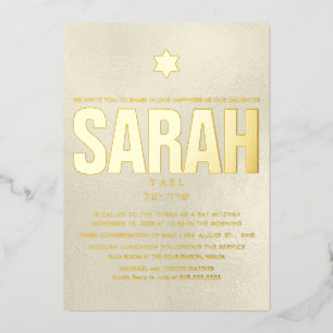 PixDezines Minimalistische DIY Bat Mitzvah Folie Uitnodiging