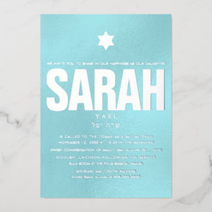 PixDezines minimalistische DIY Bat Mitzvah Folie Uitnodiging