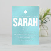 PixDezines minimalistische DIY Bat Mitzvah Folie Uitnodiging (Staand Voorkant)