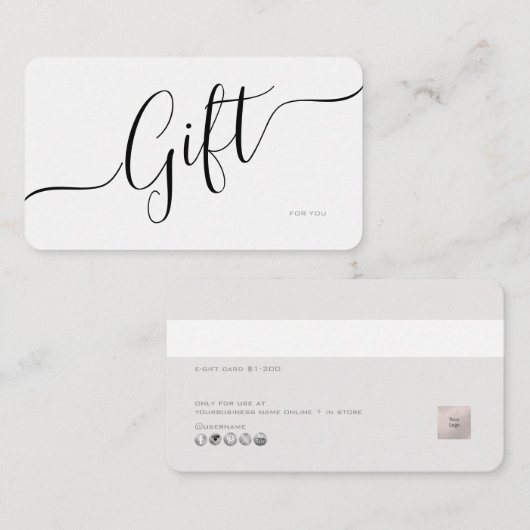 PixDezines Minimalistische E-Cadeaubon Visitekaartje (Voorkant / Achterkant)