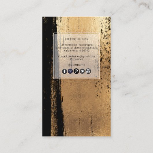 PixDezines Minimalistische Faux gouden penseelstre Visitekaartje (Achterkant)