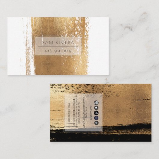 PixDezines Minimalistische Faux gouden penseelstre Visitekaartje (Voorkant / Achterkant)