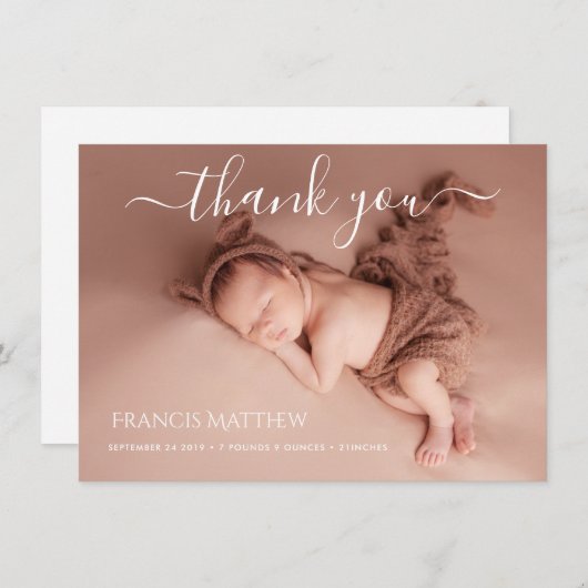 PixDezines minimalistische foto's Dank u geboorte Kaart (Voorkant / Achterkant)