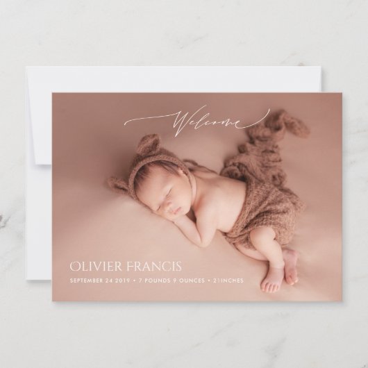 PixDezines minimalistische foto's geboorteaankondi Kaart (Voorkant)
