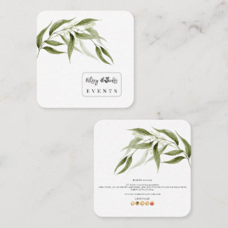 PixDezines Minimalistische groene eucalyptus Vierkante Visitekaartje