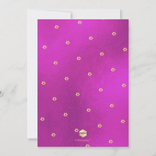 PixDezines Minimalistische magenta Mitzvah, Script Kaart (Achterkant)