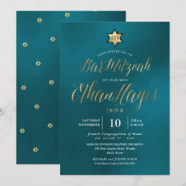 PixDezines Minimalistische Teal Bar Mitswa, Script Kaart