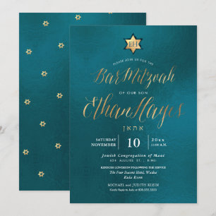 PixDezines Minimalistische Teal Bar Mitswa, Script Kaart