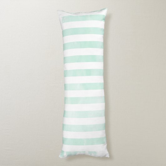 PixDezines Mint Digitale Waterverf/Adj. Stripes Lichaamskussen (Achterkant (Verticaal))