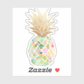 PixDezines Mint Green Aloha Pineapple, Faux Gold Sticker (Vel)