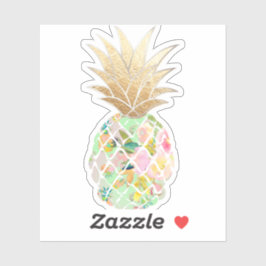 PixDezines Mint Green Aloha Pineapple, Faux Gold Sticker
