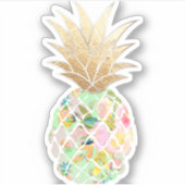 PixDezines Mint Green Aloha Pineapple, Faux Gold Sticker (Voorkant)