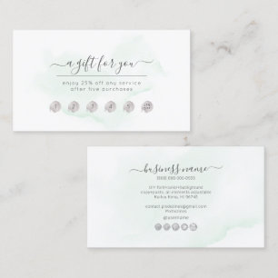 PixDezines Mint Green Waterverf Reward Card Visitekaartje