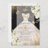 PixDezines Mis Quince Champagne Gold Glitter Gown Kaart (Achterkant)