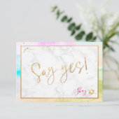 PixDezines Mitzvah✡ Abstracte H2 pastelgolf RSVP Kaartje (Staand voorkant)