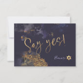 PixDezines Mitzvah ✡ H2 Galaxy Abstracte Blauwgroe RSVP Kaartje (Voorkant)