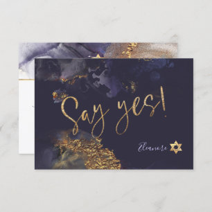 PixDezines Mitzvah ✡ H2 Galaxy Abstracte Blauwgroe RSVP Kaartje