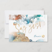 PixDezines Mitzvah ✡ H2 Galaxy Abstracte Blauwgroe RSVP Kaartje (Voorkant)