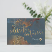 PixDezines Mitzvah ✡ H2 Galaxy Abstracte Slate Rus RSVP Kaartje (Staand voorkant)