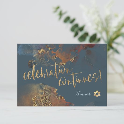 PixDezines Mitzvah ✡ H2 Galaxy Abstracte Slate Rus RSVP Kaartje (Staand voorkant)