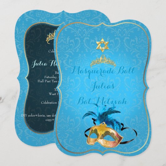 PixDezines Mitzvah Masquerade/DIY kleur!! Kaart (Voorkant / Achterkant)