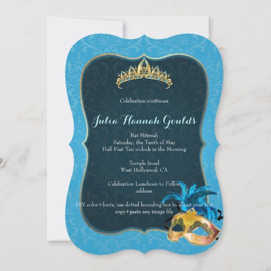 PixDezines Mitzvah Masquerade/DIY kleur!! Kaart (Achterkant)