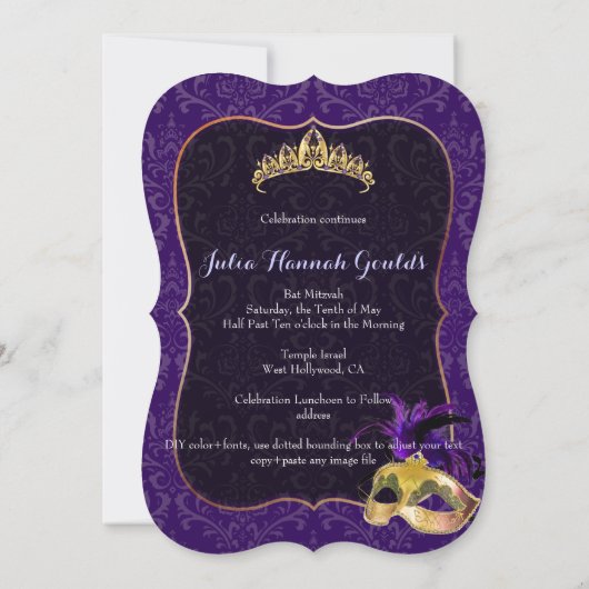 PixDezines Mitzvah Masquerade/DIY kleur! Kaart (Achterkant)