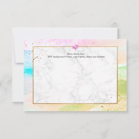 PixDezines Mitzvah✡ Partij Abstract H2 Pastelgolf RSVP Kaartje (Achterkant)