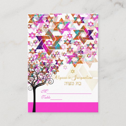 PixDezines Mitzvah Place Cards/Tree of Life Plaatskaartje (Voorkant)
