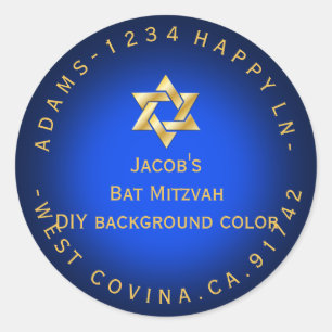 PixDezines mitzvah return address/DIY color Ronde Sticker
