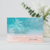 PixDezines Mitzvah RSVP Beach Palm Trees Kaartje (Staand voorkant)